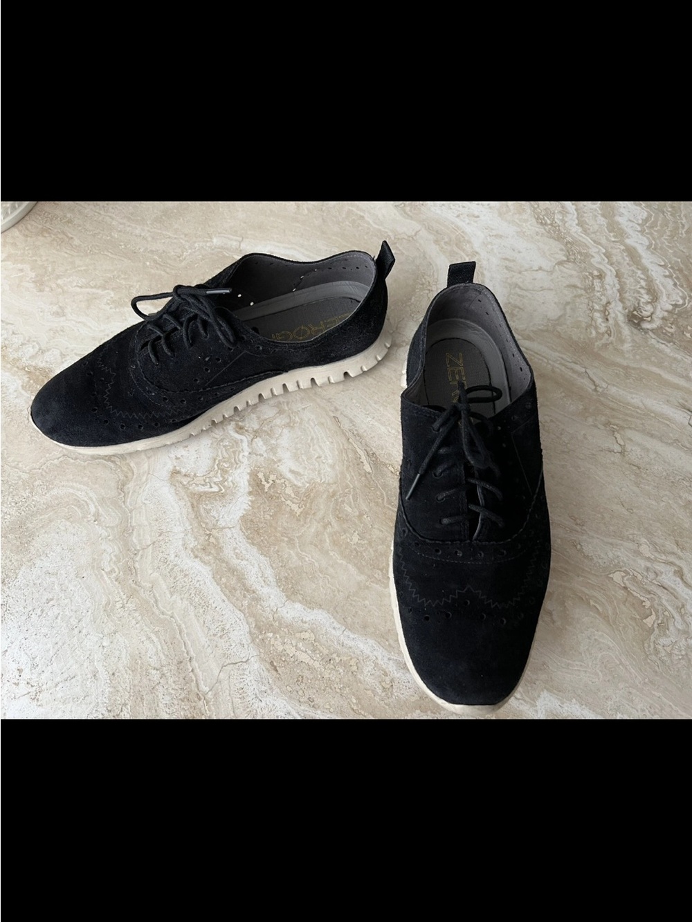 Cole Haan Nike air 5,5 Black leather Wingtip Oxfords sneakers zeroground